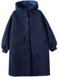 Women's Plain Long-sleeved Mid-length Faux Lambswool Coats