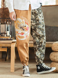 Men's Ancient Loong Sea Wave Embroidery Vintage Pants