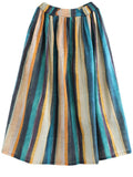 Summer Holiday Contrast Color Stripe Swing Skirt for Women