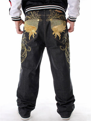 Hip Hop Oversized Embroidery Jeans for Men