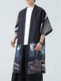 Vintage Night Moon Print Cardigan Hanfu Shirt