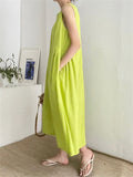 Relaxed Sleeveless Round Neck Holiday Sundress for Women