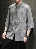 Men's Trendy Tang Suit Embroidered Half Sleeve Shirts