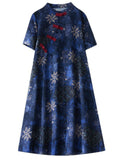 Summer Knot Button Cozy Loose Qipao Dress