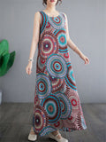 Colorful Kaleidoscope Pattern Sleeveless Boho Dress for Ladies