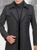 Male Stylish Wool Blend Removable Inner Liner Jacket