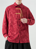 New Men's Jacquard Long Sleeve Lapel Shirt