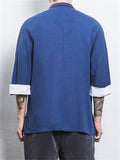 Men's Cotton Linen Cozy 3/4 Sleeve Kungfu Training Shirt