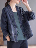 Retro Embroidered Long Sleeve Short Jacket