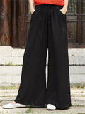 Plain Cozy Zen Linen Wide Leg Pants for Women