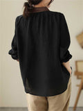 Ladies Embroidered Collar Loose Fit Casual Shirt