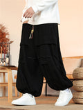 Men's Ethnic Braided Drawstring Baggy Corduroy Pants