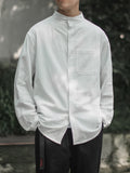 Simple Style Stand Collar Long Sleeve Linen Shirt for Men