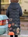 Warm Mid-length Hooded Printing Quilted Coats for Women