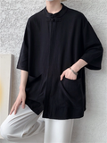 Chinese Style Cotton Linen Cozy Summer Men's Short Sleeve Shirt