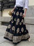 Ethnic Style Print Big Swing A-line Skirts for Lady