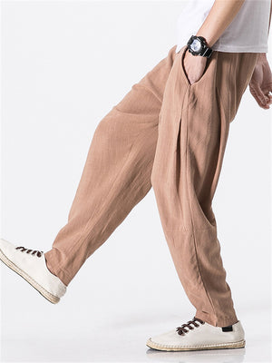 Men's Original Simple Linen Lace Up Casual Trousers