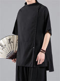 Chinese Style Side Slit Summer Relaxed Shirt for Men