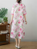 Women's Stylish Flower Print Half Sleeve Polo Dresses