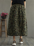 Ladies Retro Ethnic Style Printed Loose Autumn Winter Skirts