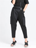 Harajuku Metal Buckle Waistband Patchwork Pants for Women