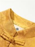 Men's Bamboo Leaf Embroidery Dragon Print Faux Suede Retro Jacket