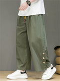 Men's Casual Cotton Linen Drawstring Summer Straight-Leg Pants