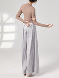 Women's Leisure Simple Pleated Wide Leg Pants