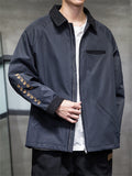 Male Trendy Zipper Windproof Embroidered Jackets