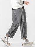 Men's Autumn Sports Drawstring Corduroy Straight-Leg Pants