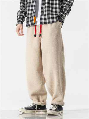 Men's Furry Large Size Casual Solid Color Trousers