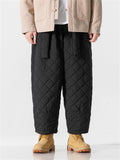 Warm Casual Male Cotton-padded Diamond Pattern Pants