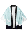 Japanese Sakura Print Summer Outfits Men's Cardigan Shirt + Casual Shorts