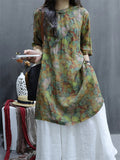 Female Mid-Length Floral Printed Chinese Button Knot Shirts