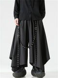 Men's Black Gothic Style Metal Rivet Webbing Wide Leg Pants