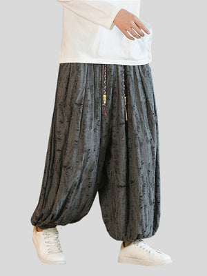 Chinese Style Oversized Ripped Lantern Pants for Men