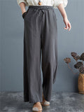 Summer Linen Blend High Rise Straight-Leg Pants for Women