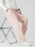 Men's Retro Gold Bamboo Leaf Embroidery Faux Suede Trousers