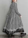 Women's French Style Stripe Zebra Print Long Dress