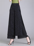 Women's Floral Leaf Jacquard High Slit Layered Pants