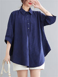 Natural Linen Solid Color Cozy Loose Shirt for Women