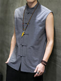 Comfortable Zen Cotton Linen Sleeveless Vest for Men