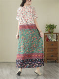 Ladies Floral Print Splicing Dress for Seaside Vacations