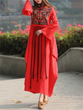 Ethnic Embroidered Bell Sleeve Dresses for Ladies