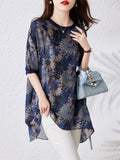 Ladies Sunflower Printing And Dyeing Mid-Length Chiffon Shirt