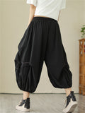 Summer Extra Loose Pleated Cropped Lantern Pants for Women