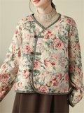 V-neck Printed Floral Winter Jackets for Women