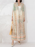 Vintage Ethnic Printed Cardigan Long Coat for Women