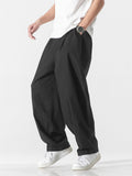 Male Plain Cotton Linen Summer Straight Leg Pants