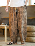 Men's Casual Grey Rose Print Loose Harem Pants